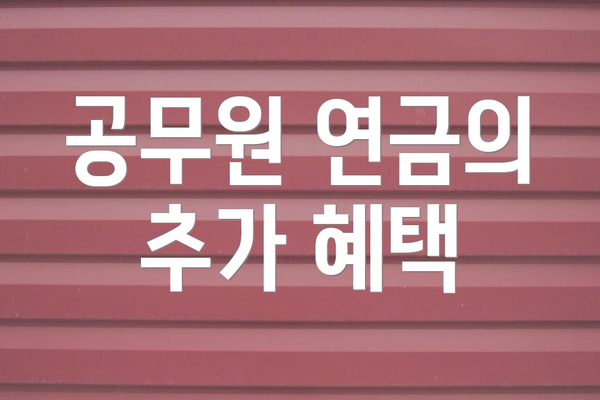 공무원 연금의 추가 혜택