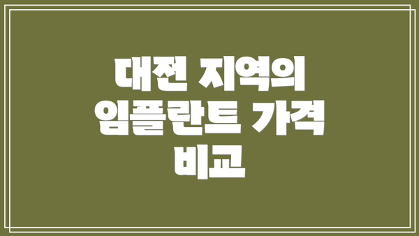 대전 지역의 임플란트 가격 비교