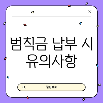 범칙금 납부 시 유의사항