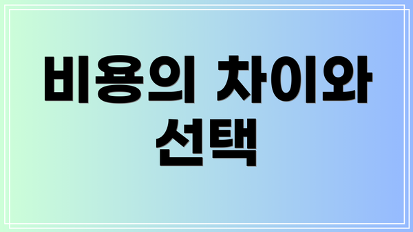 비용의 차이와 선택
