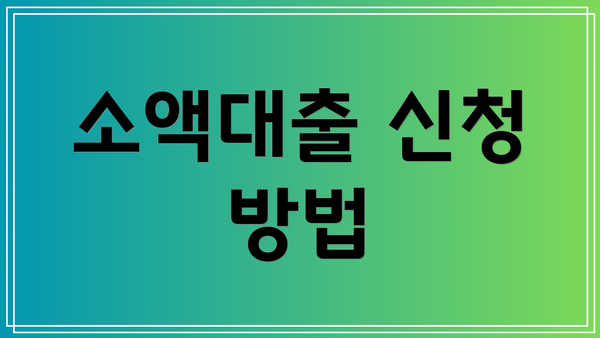 소액대출 신청 방법