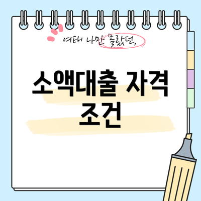 소액대출 자격 조건