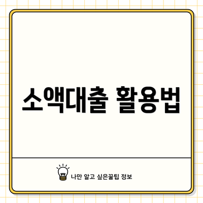 소액대출 활용법