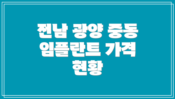 전남 광양 중동 임플란트 가격 현황