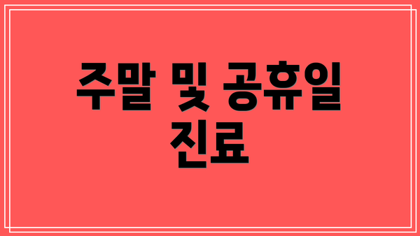 주말 및 공휴일 진료