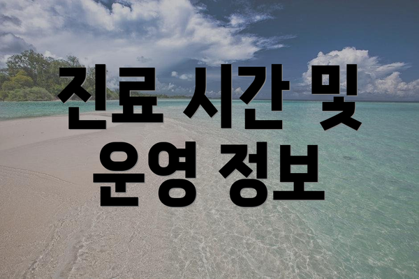 진료 시간 및 운영 정보