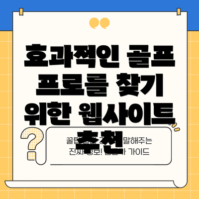 효과적인 골프 프로를 찾기 위한 웹사이트 추천