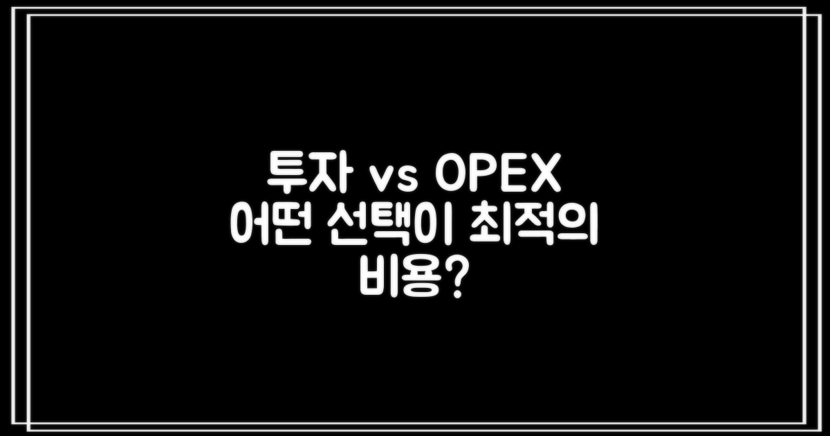 투자 vs 운영 비용